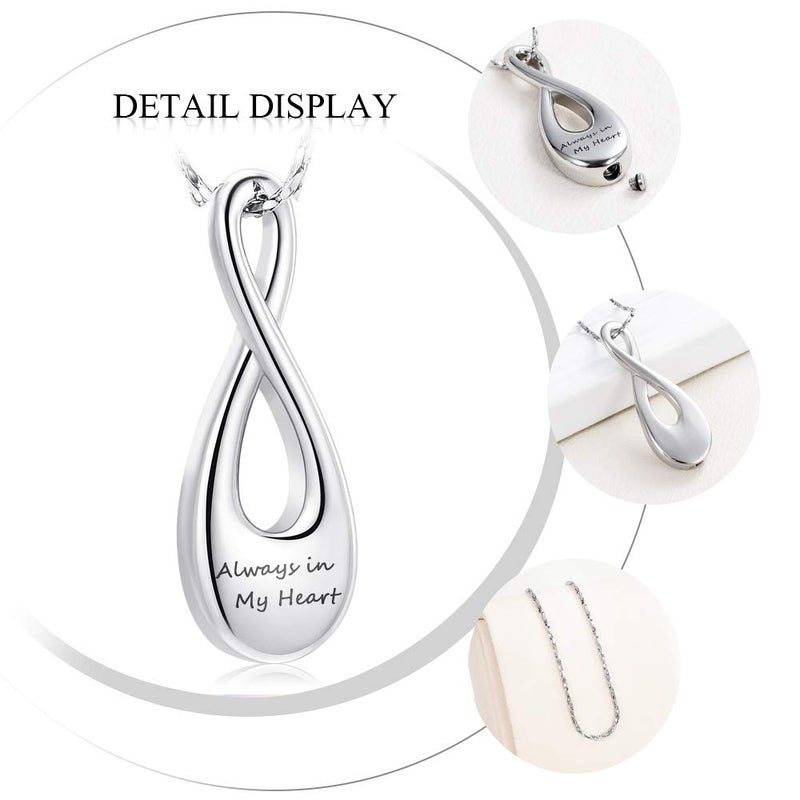 Imrsanl Cremation Ashes Jewelry Infinity Urn Pendants Ashes Holder Memorial Keepsake Urn Necklace Cremation Jewelry for Pet/Human (Always in My Heart) - Image 5